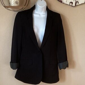Express Black Blazer with Striped Cuffs